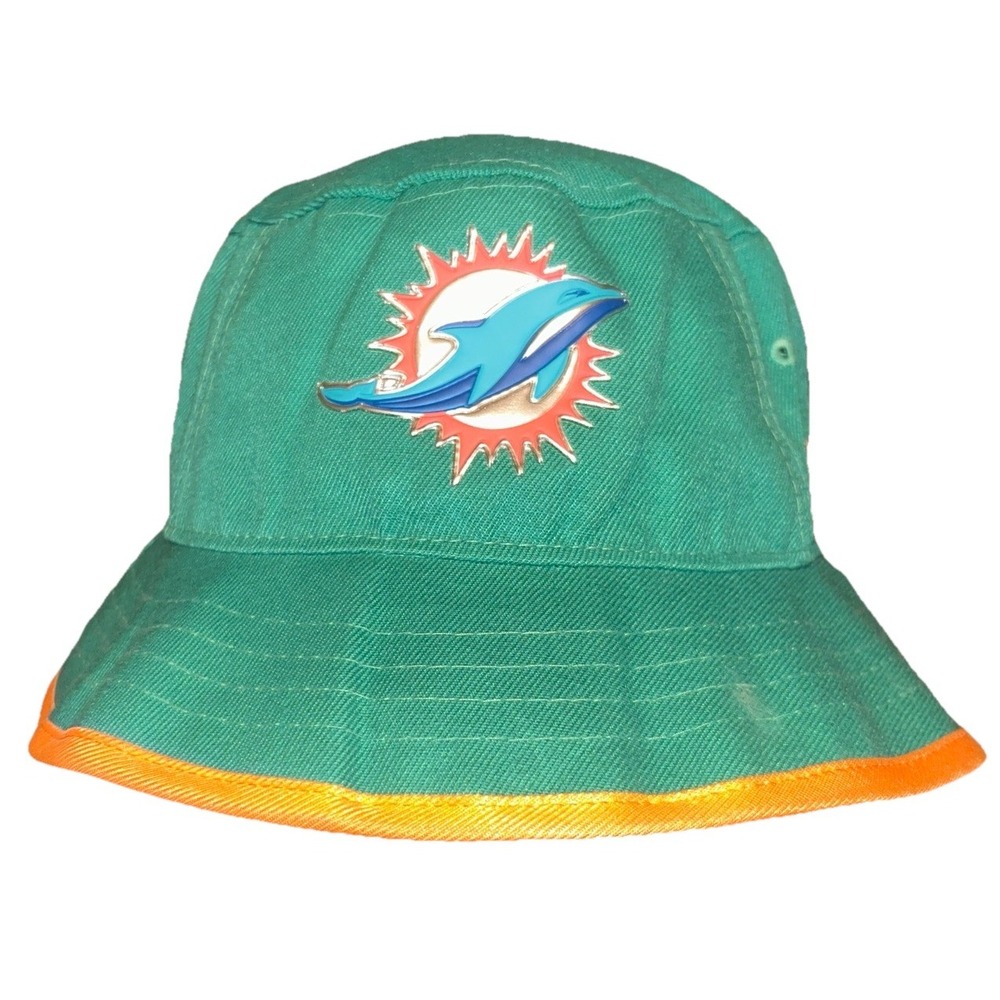 New Era Miami Dolphins NFL Big Team Logo Bucket Hat Cap One Size Rare Green OS